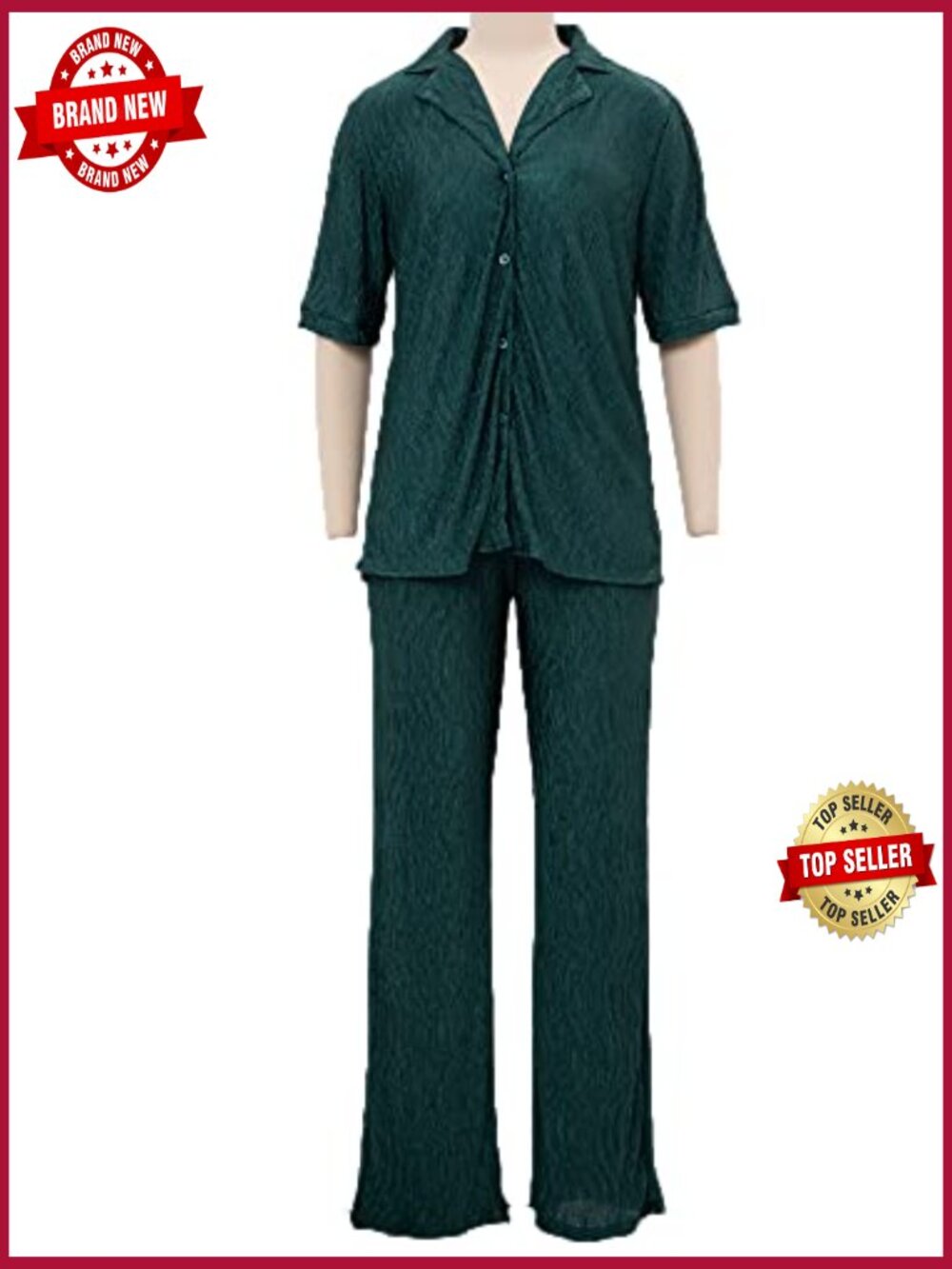 90s Boho 2 Piece Wide Leg Pants Set Button Down Shirt Tracksuit Trendy Daily - Picture 5 of 7